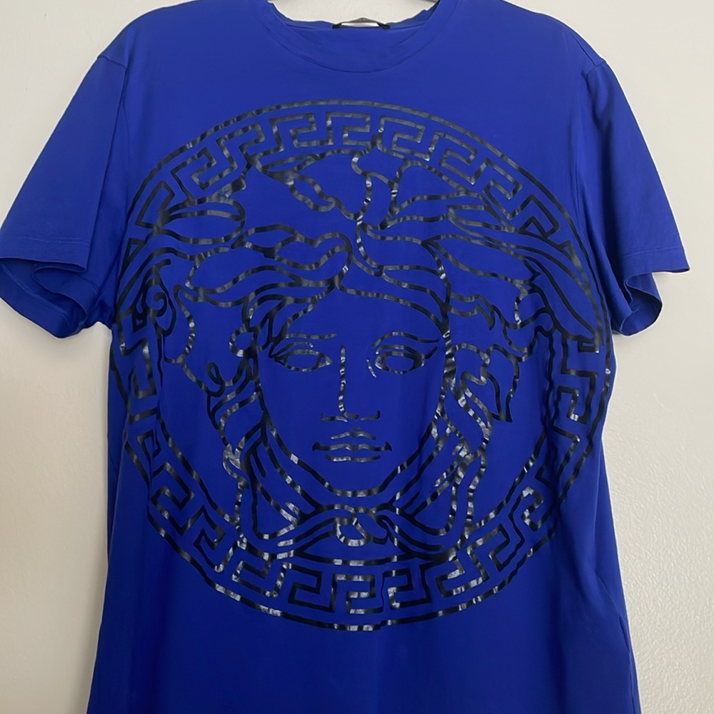 Versace Medusa Head t shirt blue and black Size L